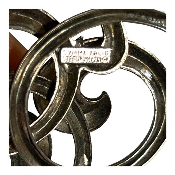 Symmetalic Art Deco Swirl Statement Sterling Silver 1/20 14K Pin Brooch 2.5” - Picture 3 of 7